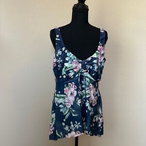 BECCA Floral Navy Tankini Top with Matching bottoms